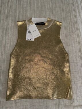 Mango Shimmering Gold Sleeveless Knit Tank